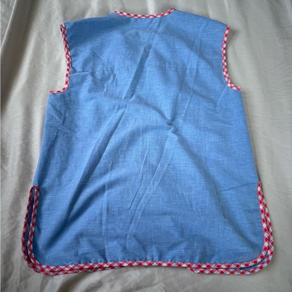 Vintage Haband Light Blue Vest Red White Trim Size Large - Picture 2 of 5
